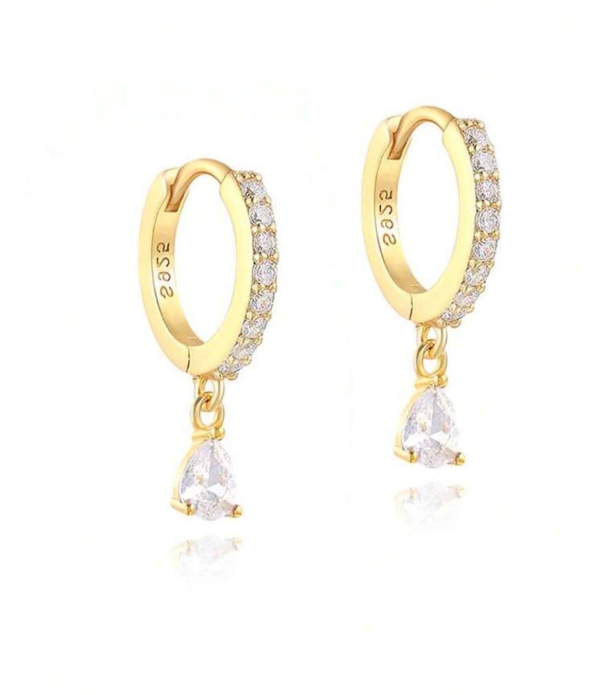 Sterling Silver Drop Huggies (Gold Plated)