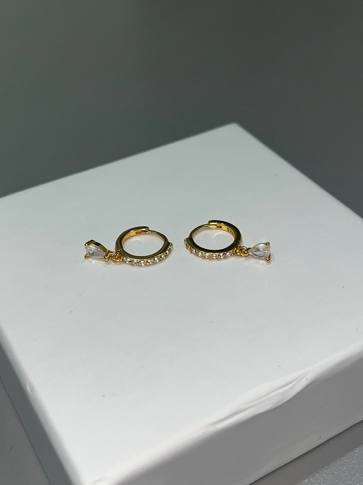 Sterling Silver Drop Huggies (Gold Plated)
