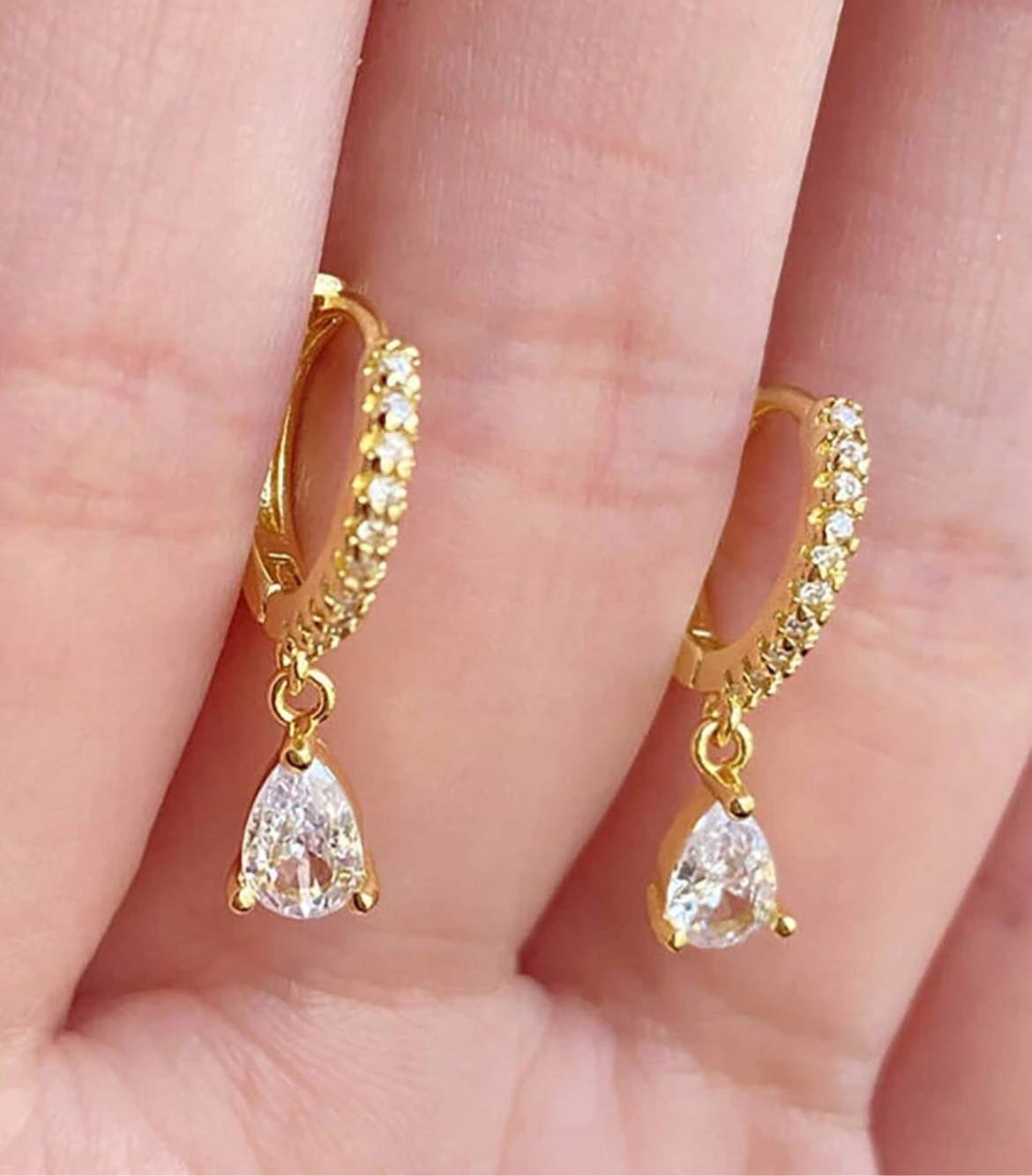 Sterling Silver Drop Huggies (Gold Plated)