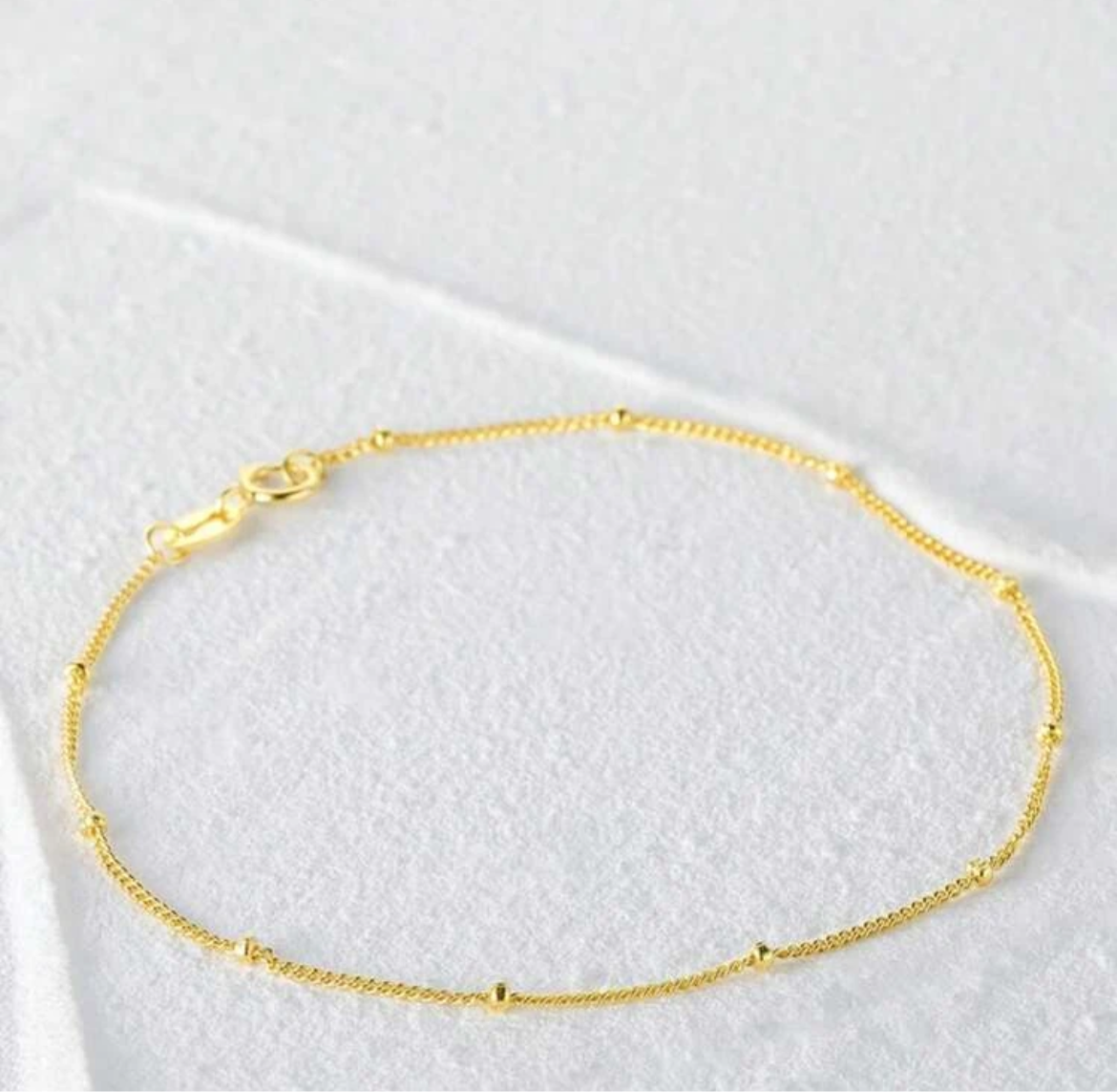 Minimal Bead Sterling Silver Bracelet (Gold Plated)