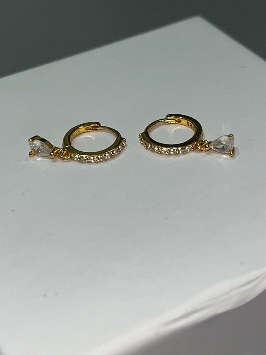 Sterling Silver Drop Huggies (Gold Plated)
