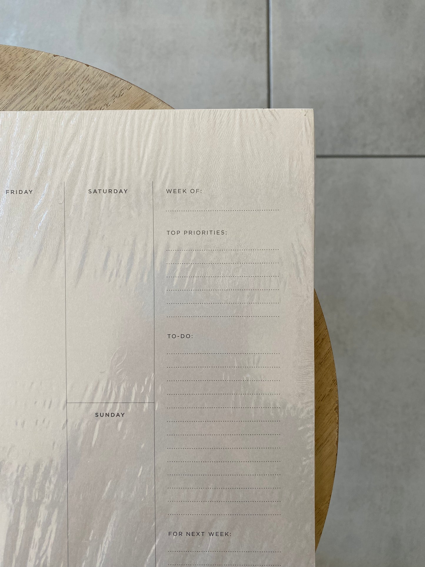 Weekly Desk Planner