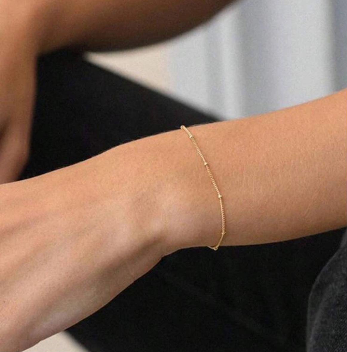 Minimal Bead Sterling Silver Bracelet (Gold Plated)