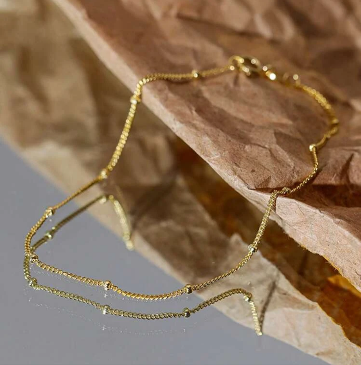Minimal Bead Sterling Silver Bracelet (Gold Plated)